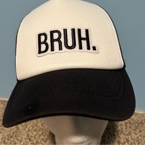 New Youth Black and White BRUH. Snap Back Trucker Hat